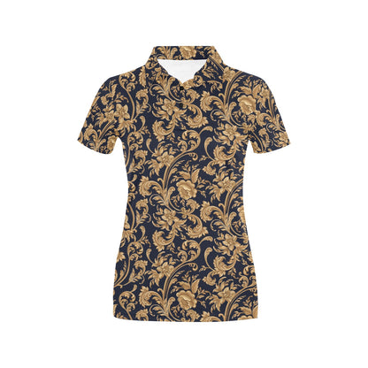 Baroque Golden Pattern Print Design 03 Women's Polo Shirt