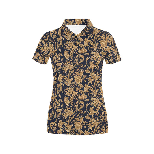 Baroque Golden Pattern Print Design 03 Women's Polo Shirt