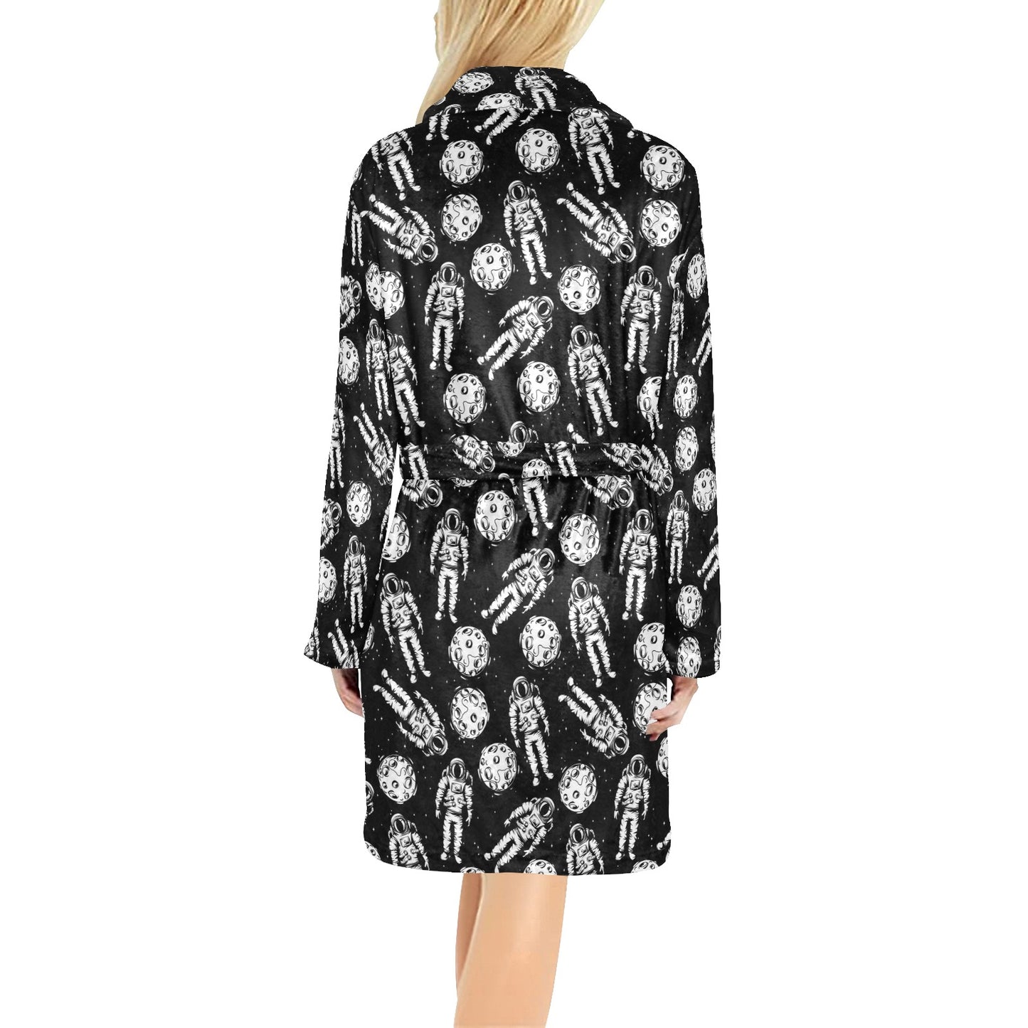 Astronaut Pattern Print Design 03 Women's Fleece Robe