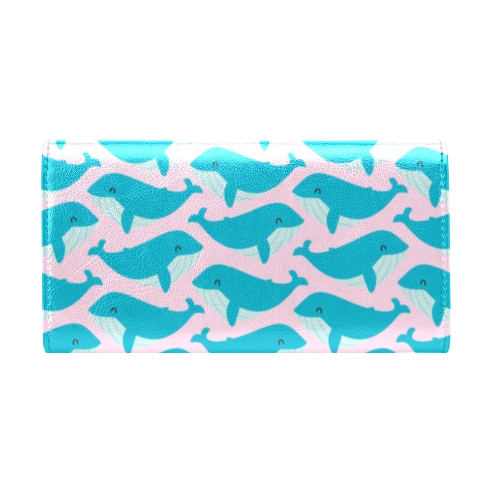 Whale Print Design LKS302 Women's Trifold Wallet