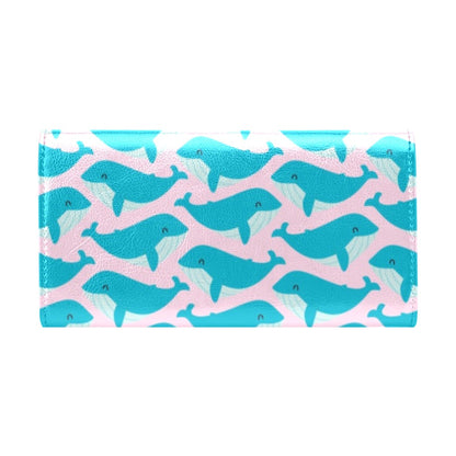 Whale Print Design LKS302 Women's Trifold Wallet