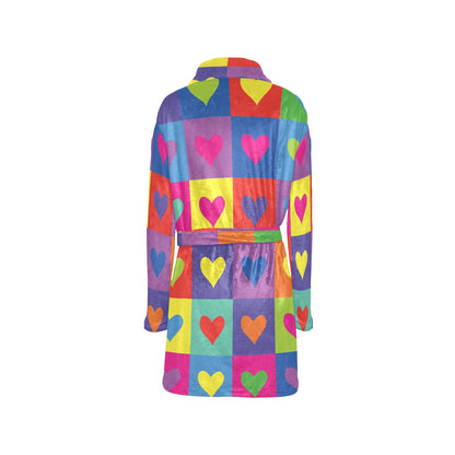 Pop Art Heart Pattern Print Design A01 Women's Fleece Robe