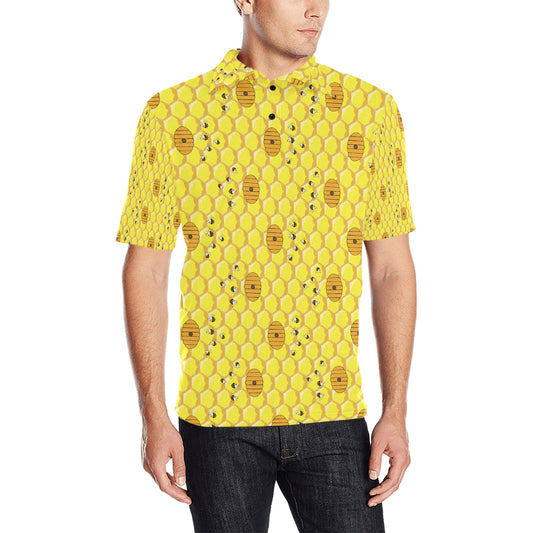 Honey Bee Print Design LKS303 Men Polo Shirt