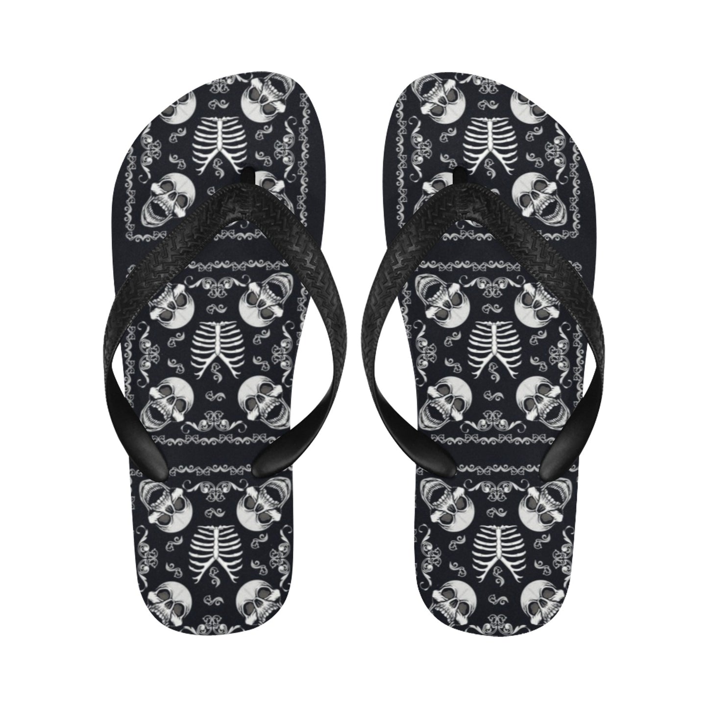 Bandana Skull Black White Print Design LKS306 Flip Flops