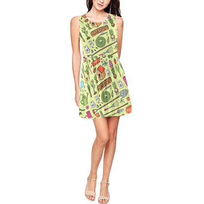 Gardening Pattern Print Design G02 Sleeveless Dress