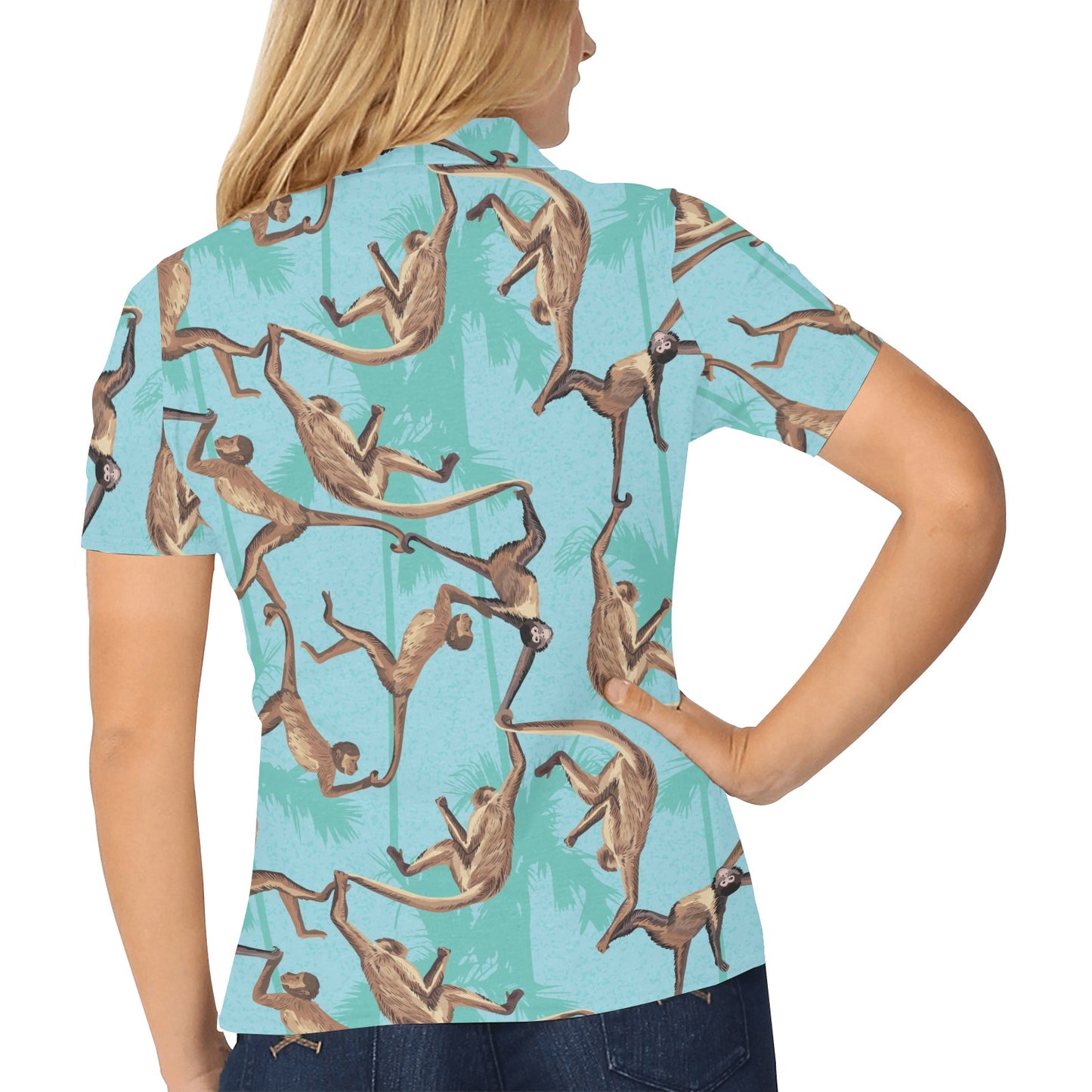 Monkey Pattern Print Design 04 Women's Polo Shirt