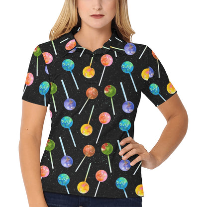 Lollipop Pattern Print Design LL04 Women's Polo Shirt