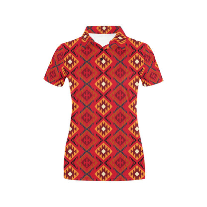 Aztec Pattern Print Design 06 Women's Polo Shirt