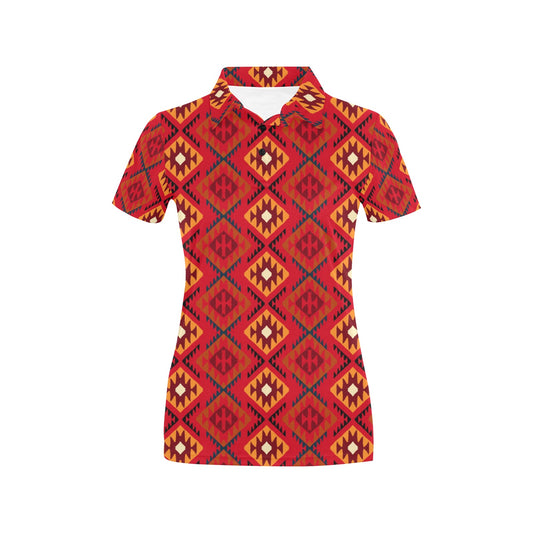 Aztec Pattern Print Design 06 Women's Polo Shirt