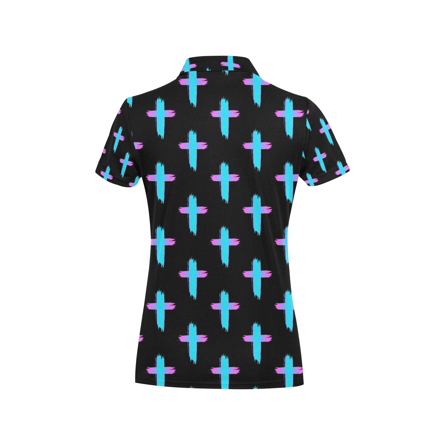 Christian Cross neon Pattern Women's Polo Shirt