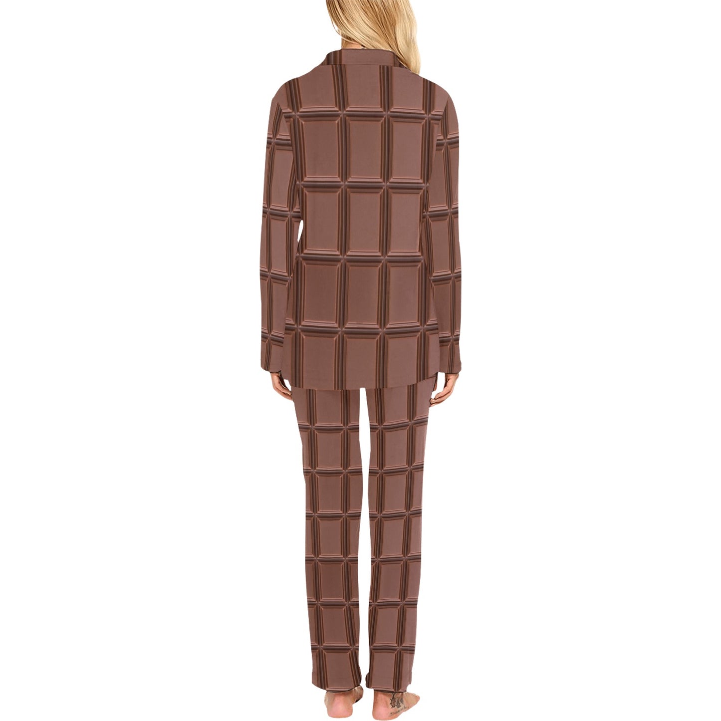 Chocolate Pattern Print Design 03 Women's Long Pajama Set