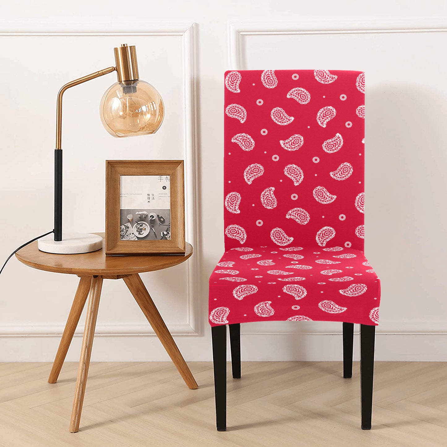 Bandana Red Paisley Print Design LKS305 Dining Chair Slipcover