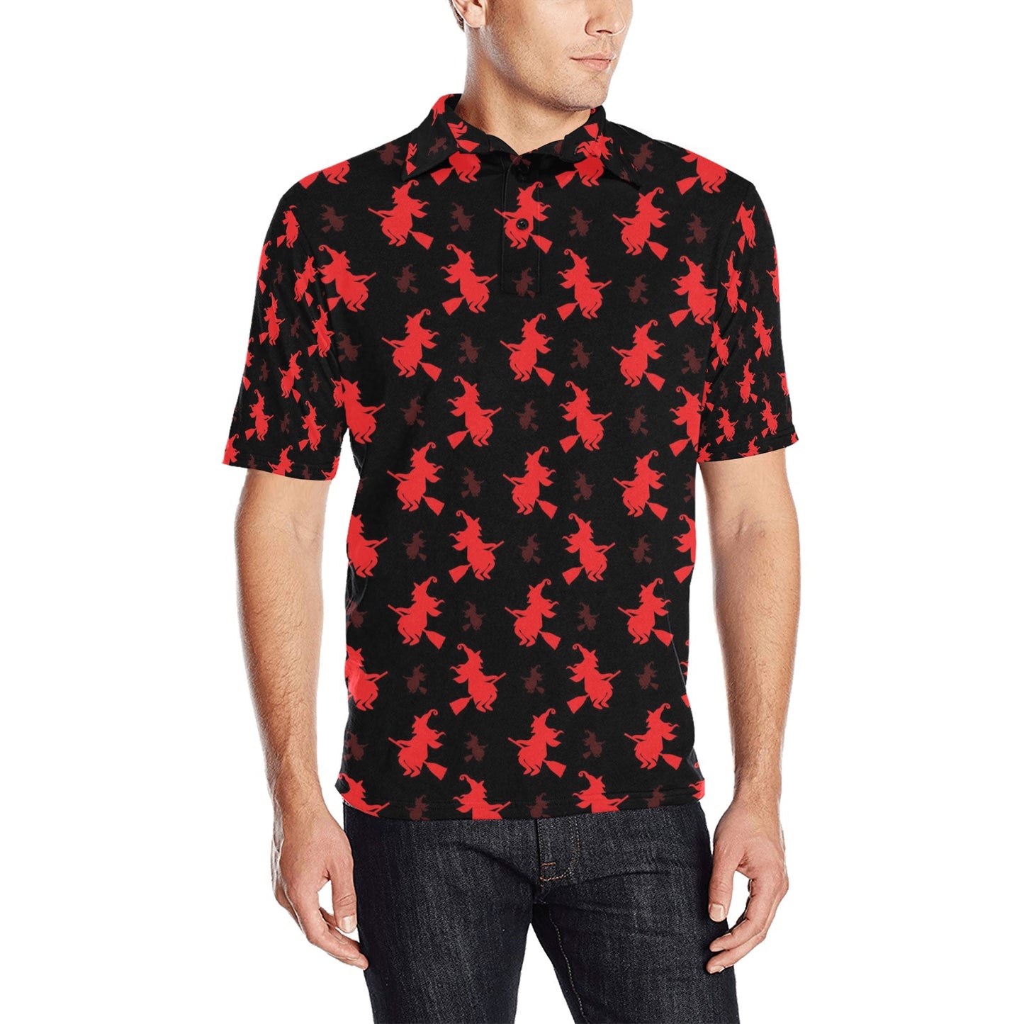 Witch Print Design LKS308 Men Polo Shirt
