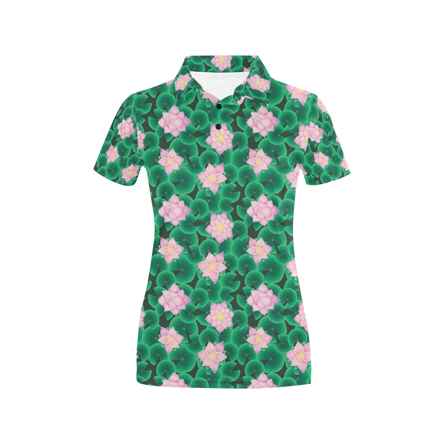Water Lily Print Design LKS303 Women's Polo Shirt