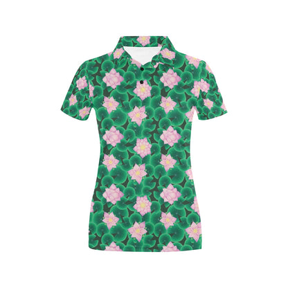 Water Lily Print Design LKS303 Women's Polo Shirt