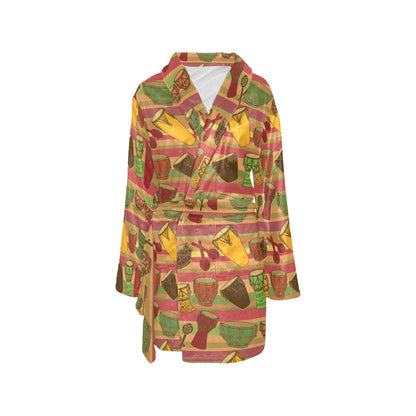 Percussion Pattern Print Design 01 Women's Fleece Robe