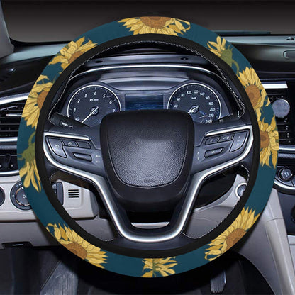 Sunflower Print Design LKS305 Steering Wheel Cover with Elastic Edge