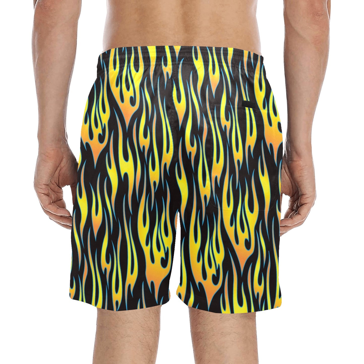 Flame Fire Yellow Pattern Men's Swim Trunks Beach Shorts