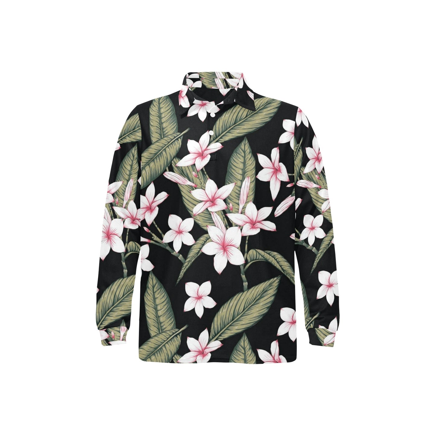 Plumeria Pattern Print Design PM021 Long Sleeve Polo Shirt For Men's