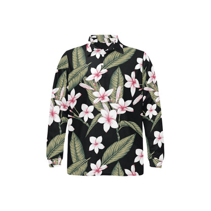 Plumeria Pattern Print Design PM021 Long Sleeve Polo Shirt For Men's