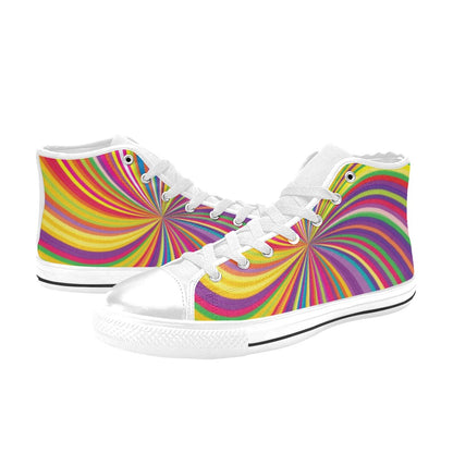 Vortex Print Design LKS301 Men's High Top Canvas Shoes