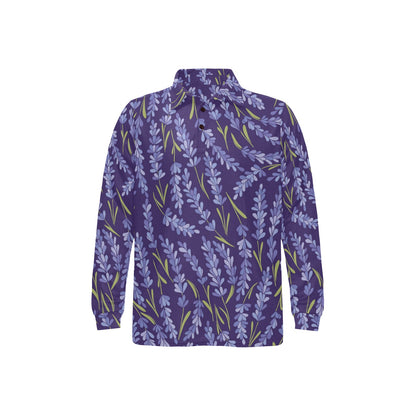Lavender Pattern Print Design 03 Long Sleeve Polo Shirt For Men's