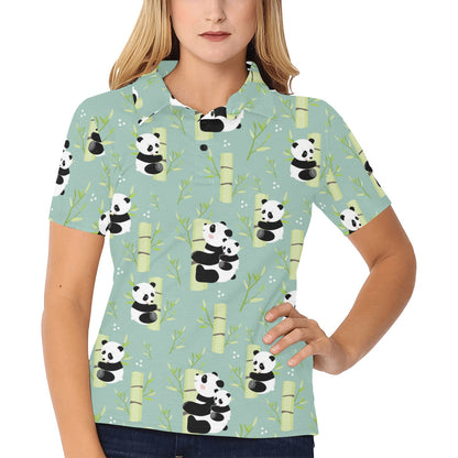 Panda Pattern Print Design A03 Women's Polo Shirt