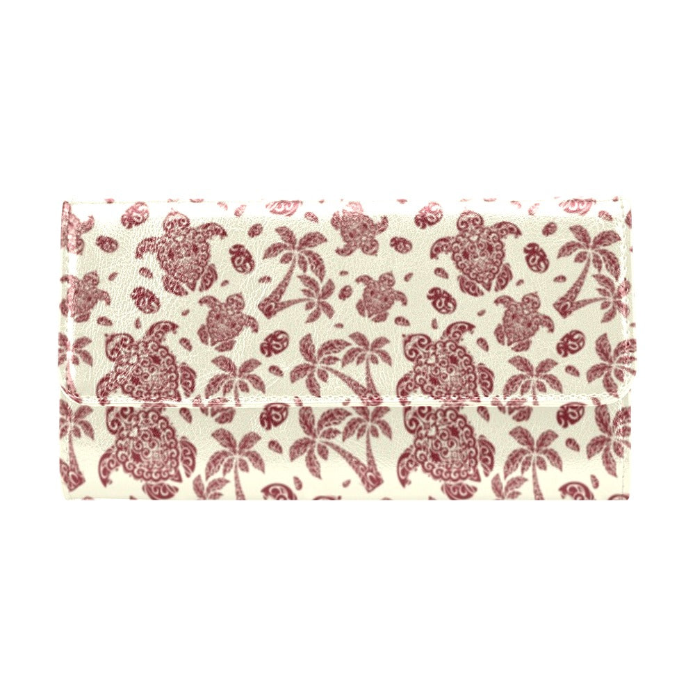 Polynesian Tattoo Turtle Themed Women's Trifold Wallet