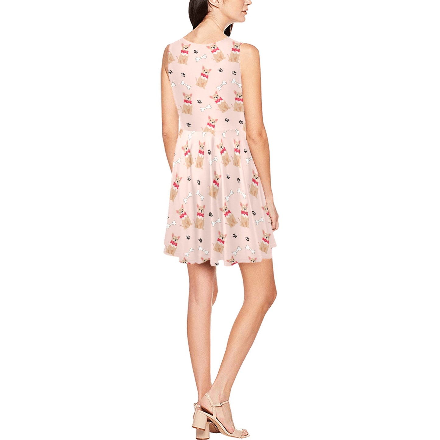 Chihuahua Pattern Print Design 04 Sleeveless Dress