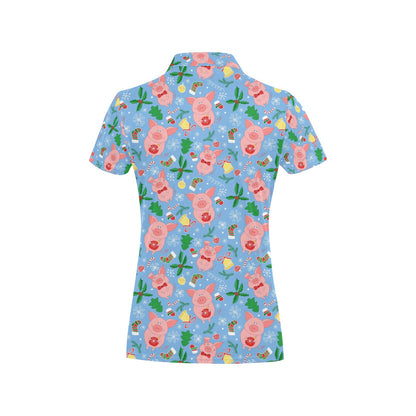 Pig Print Design LKS404 Women's Polo Shirt