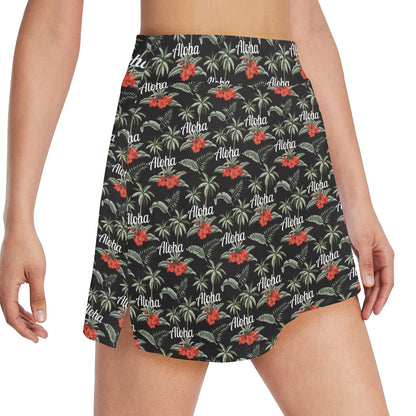 Aloha Palm Tree Design Themed Print 17" Golf & Pickleball Skort with Pockets