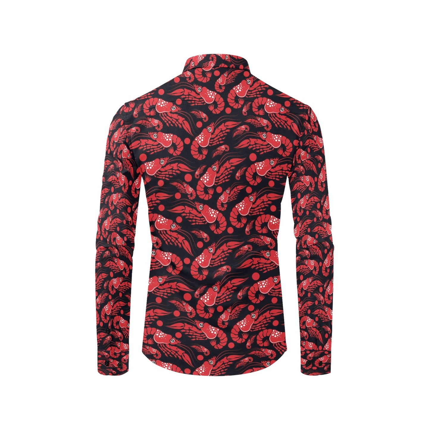 Shrimp Print Design LKS303 Men's Long Sleeve Dress Shirt