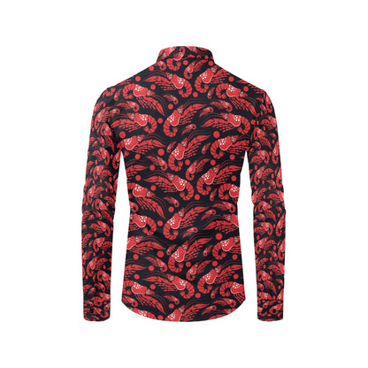 Shrimp Print Design LKS303 Men's Long Sleeve Dress Shirt