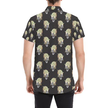 Mummy Print Design LKS304 Men Short Sleeve Button Up Shirt