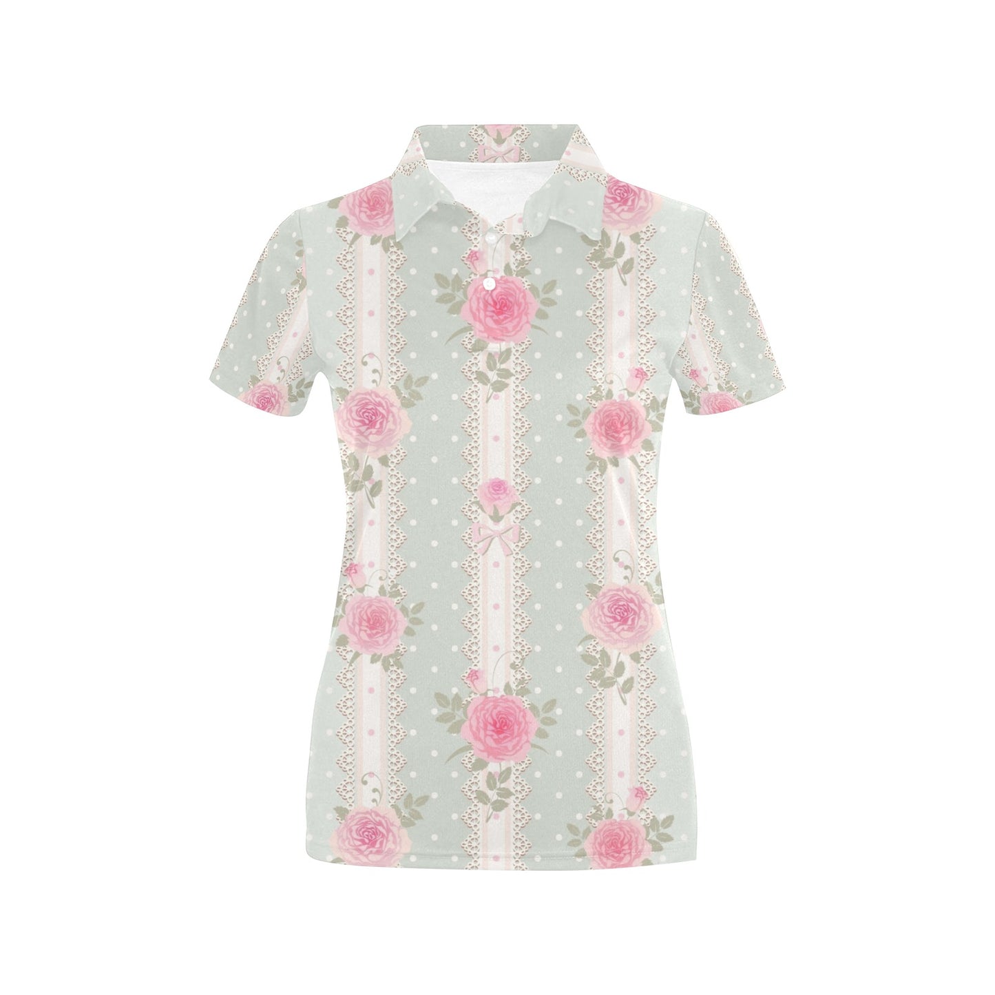 Rose Pattern Print Design RO016 Women's Polo Shirt