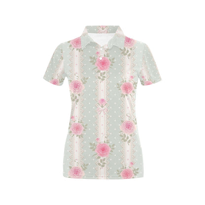 Rose Pattern Print Design RO016 Women's Polo Shirt