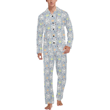 Maltese Pattern Print Design 04 Men's Long Pajama Set