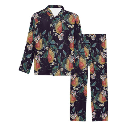 Pear Pattern Print Design PE02 Men's Long Pajama Set
