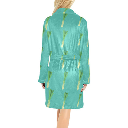 Leek Pattern Print Design 01 Women's Fleece Robe