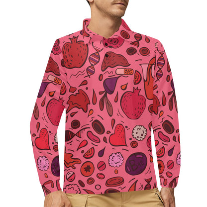 Phlebotomist Pattern Print Design A01 Long Sleeve Polo Shirt For Men's