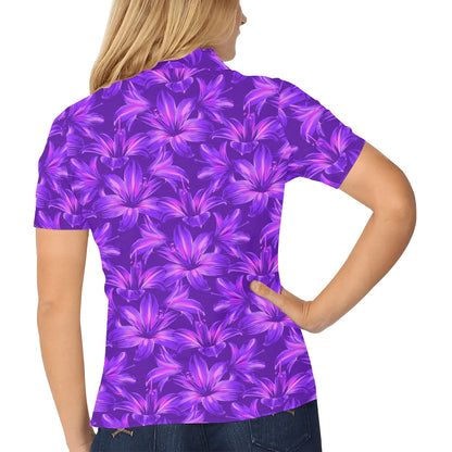 Amaryllis Pattern Print Design AL03 Women's Polo Shirt