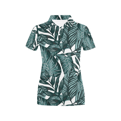 Tropical Palm Leaves Pattern Women's Polo Shirt
