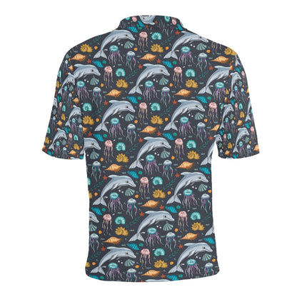 Underwater Dolphin Print Design LKS304 Men Polo Shirt