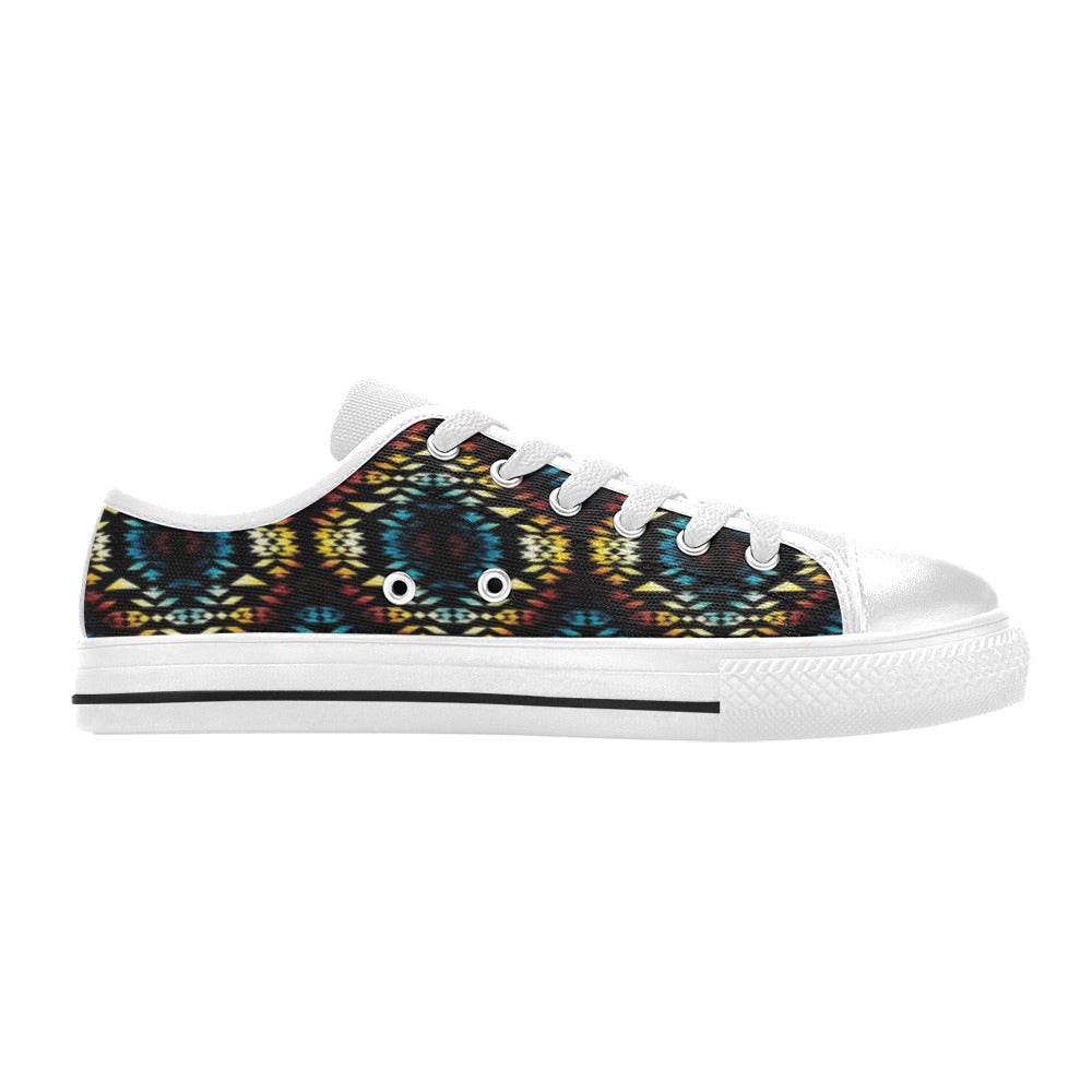 Tribal Pattern Print Design LKS309 Women's White Low Top Shoes