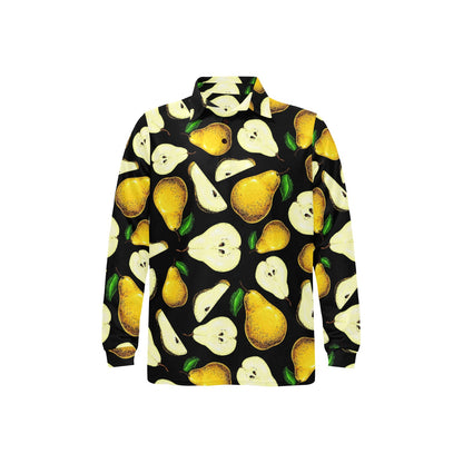Pear Pattern Print Design PE01 Long Sleeve Polo Shirt For Men's