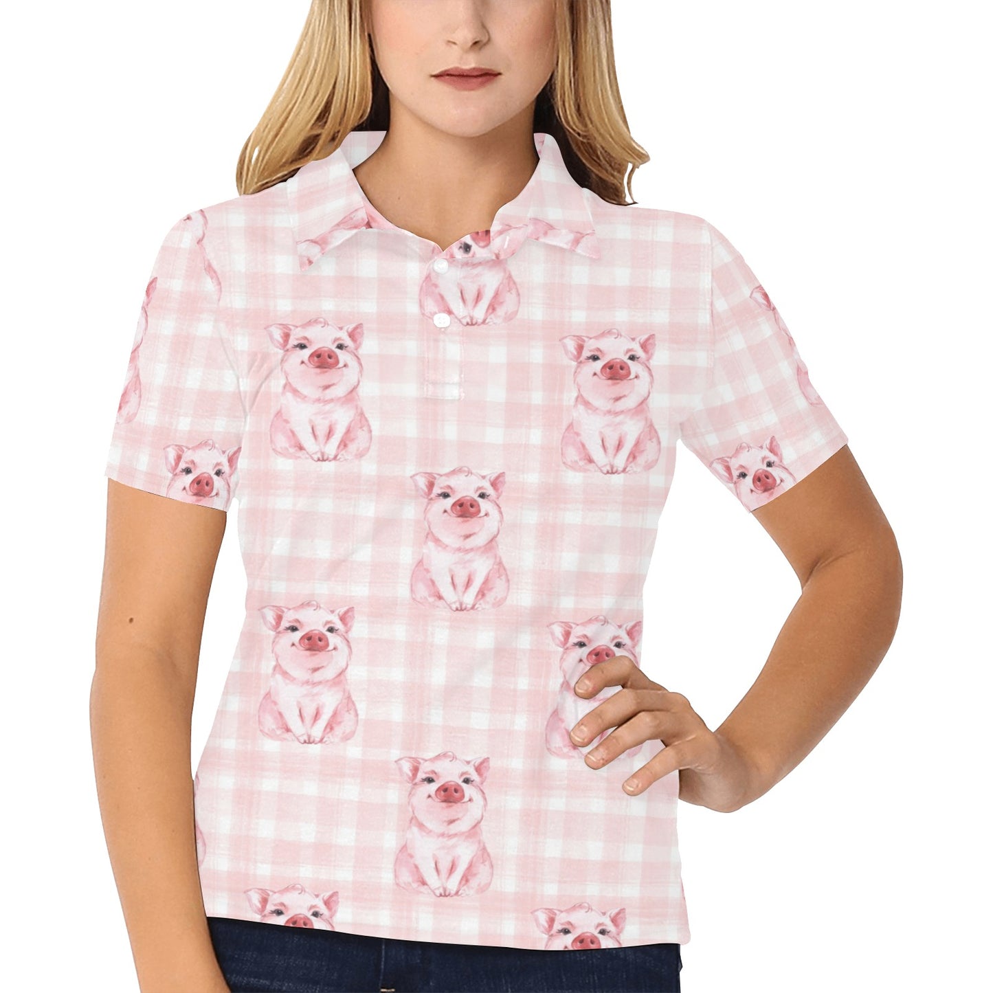 Pig Baby Pattern Print Design 01 Women's Polo Shirt