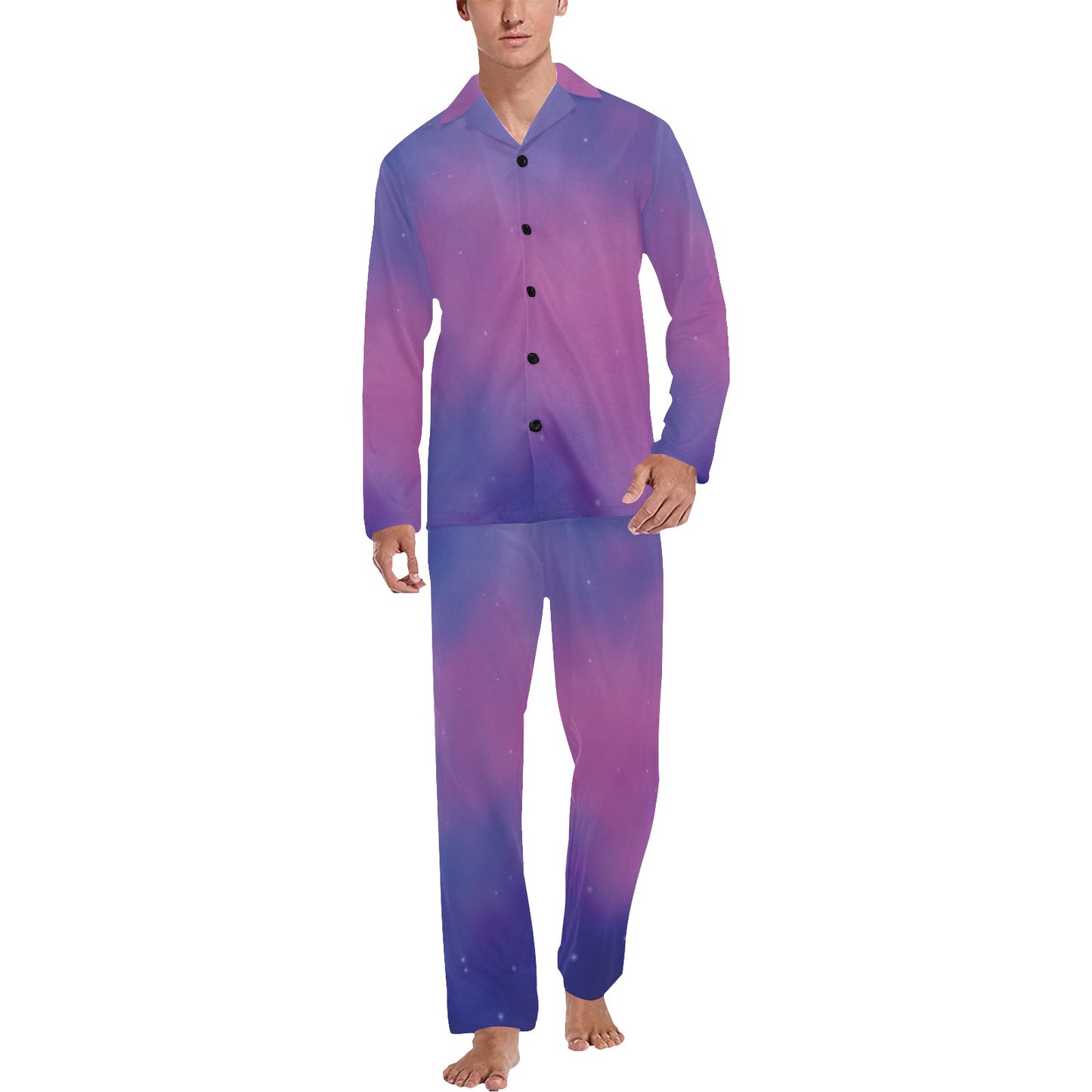 Nebula Pattern Print Design A05 Men's Long Pajama Set