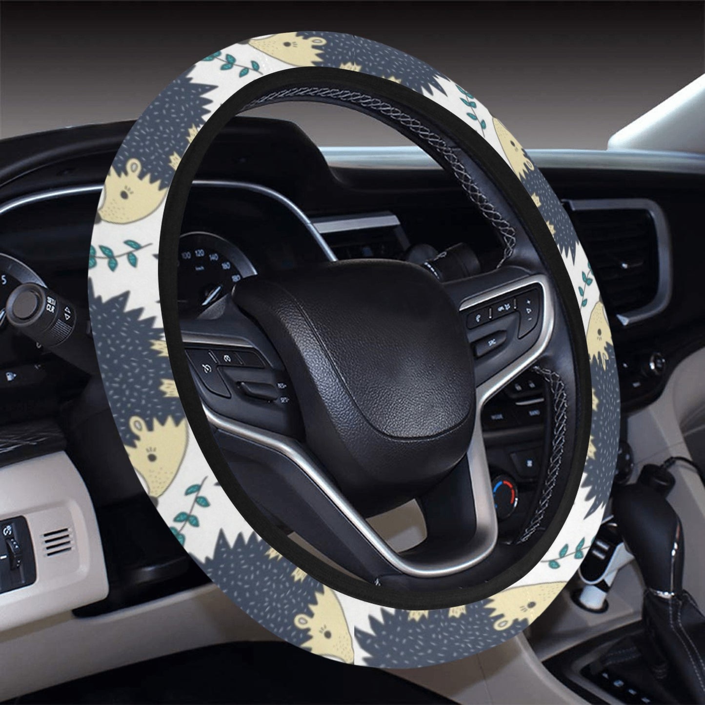 Hedgehog Print Design LKS401 Steering Wheel Cover with Elastic Edge
