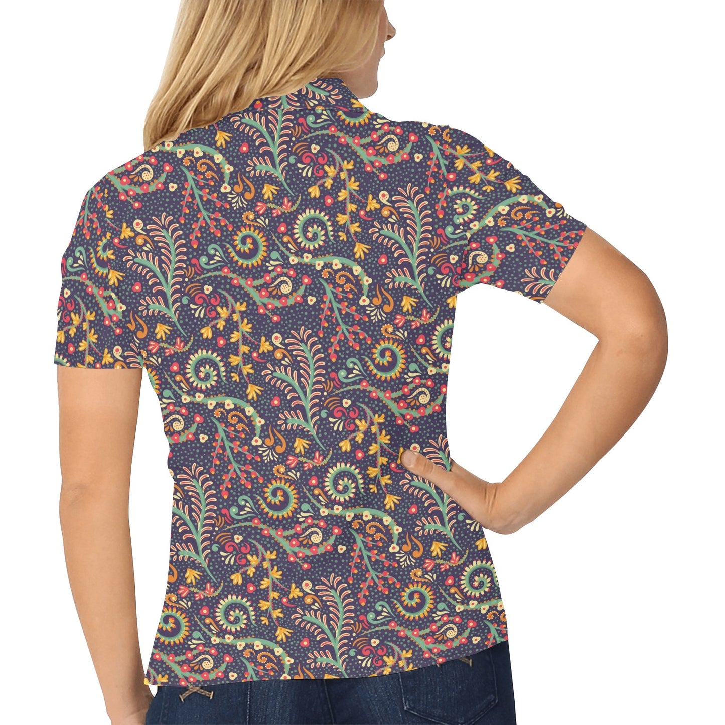 Bohemian Pattern Print Design 08 Women's Polo Shirt