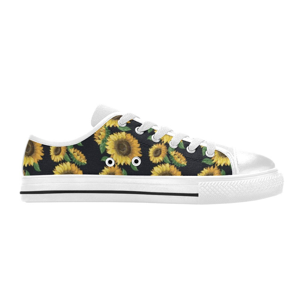 Sunflower Print Design LKS306 Women's White Low Top Shoes